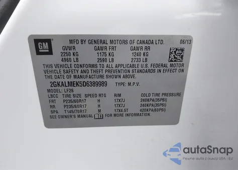 2013 GMC Terrain Sle-1 from USA, damaged, VIN 2GKALMEK5D6389989